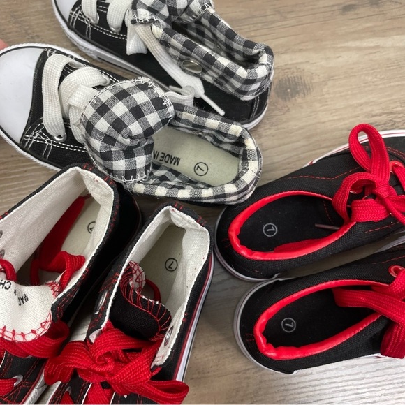 Kids sz 7 Toddler Black, White and Red Canvas Sneaker Bundle of 3 Everyday use - Picture 3 of 15